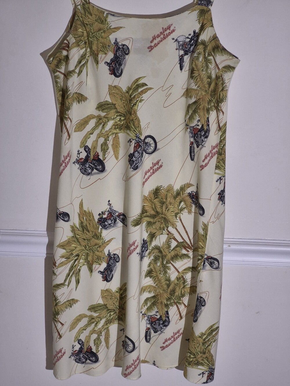 Harley Davidson Palm Tree & Motorcycle Slip Dress - Cream
